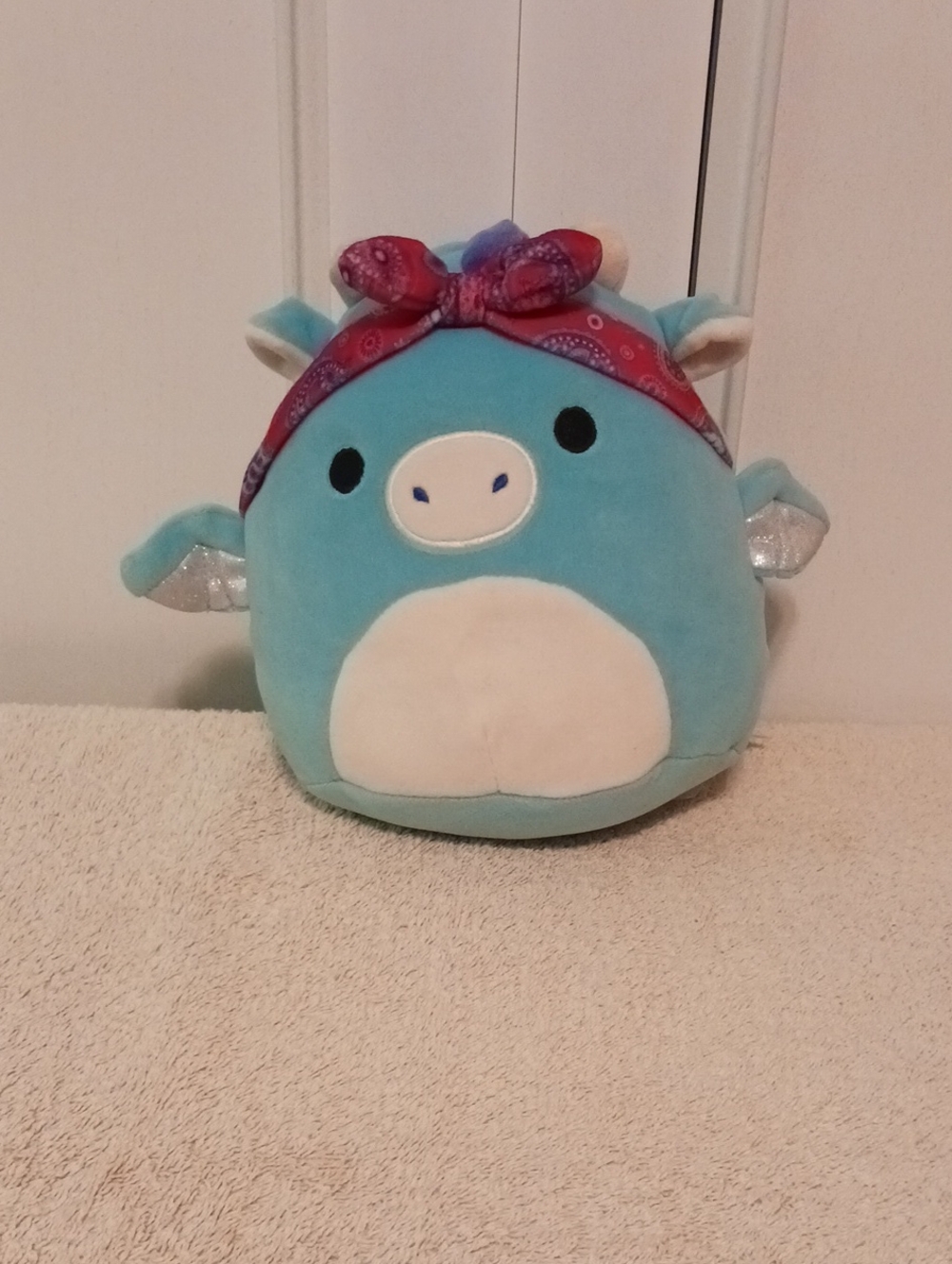 Squishmallows Aqua Plush Unicorn with Pink Bandana